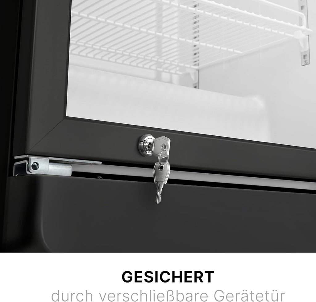 Bomann Kühlschrank mit Glastür | Getränkekühlschrank abschließbar | 6 höhenverstellbare Ablagen | 30kg je Ablage | 347 Liter | Kühlschrank groß | Flaschenkühlschrank m. LED-Licht | KSG 7351 schwarz
