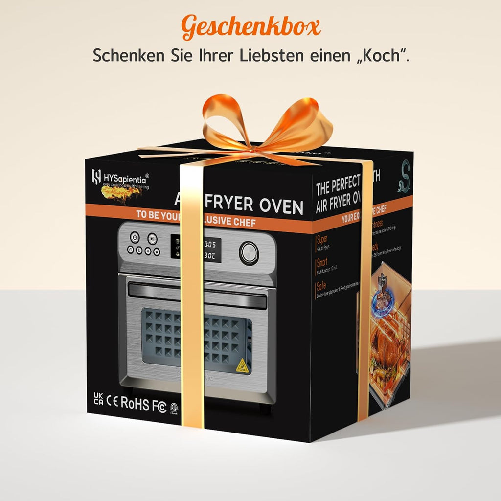 HYSapientia® 24L Heißluftfritteuse xxl，minibackofen mit umluft 1800W,mini backofen camping grill umluft mit kochplatten,heißluftofen 10 Programme,pizzaofen,Airfryer xxl