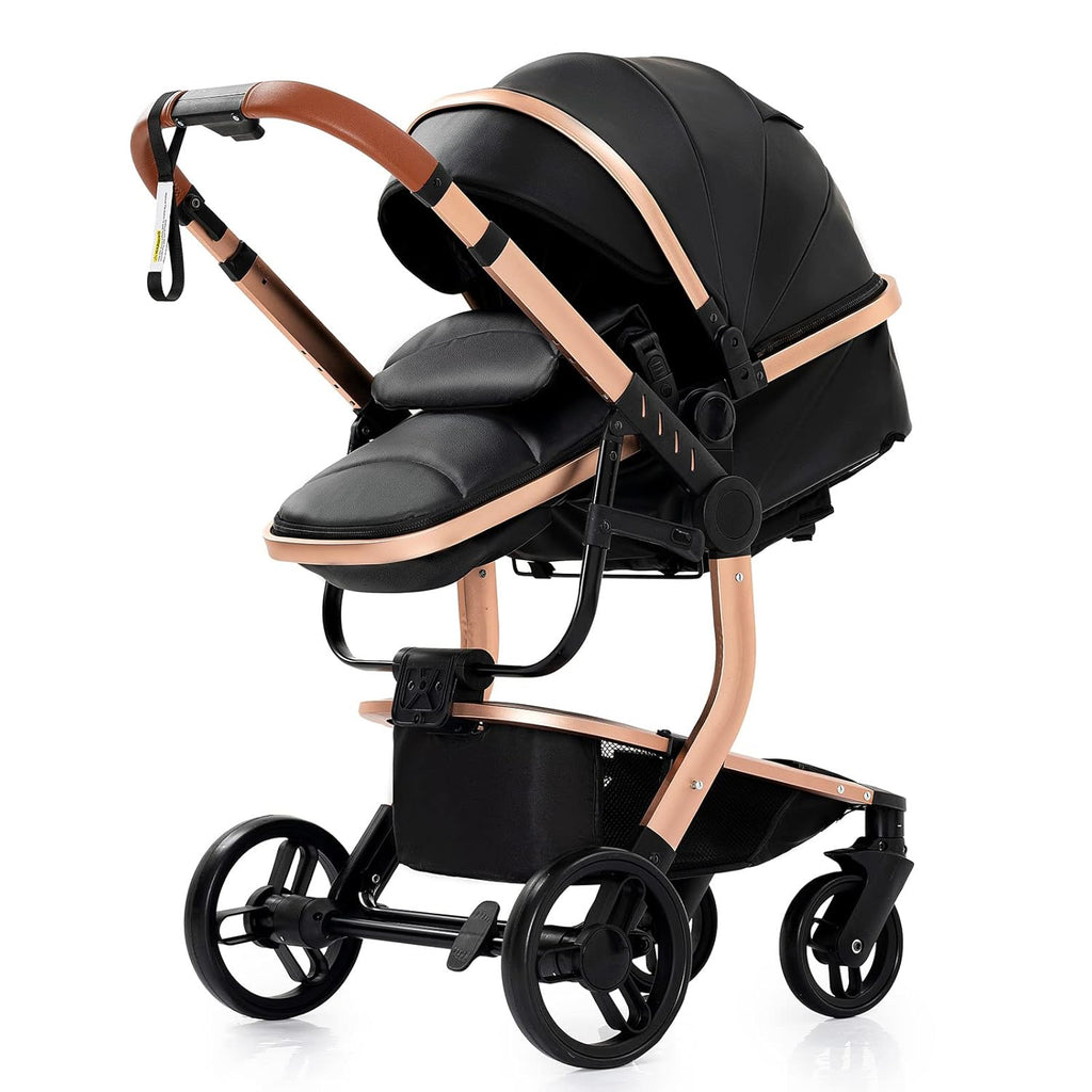 3 in 1 Kombikinderwagen 3 in 1 Reisesysteme Kinderwagen Infant Hochlandschaft Liegender Buggy Kinderwagen Neugeborenen Kinderwagen Faltbarer Standardkinderwagen (906 White)