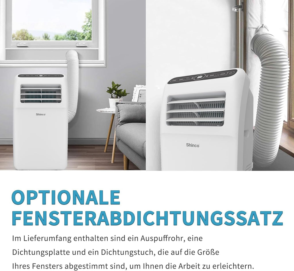 SHINCO Mobile Klimaanlage mit Abluftschlauch, 3-in-1Klimaanlage mit Luftentfeuchter&Ventilator, 7000BTU, 2,05 kW, Mobiles Klimagert mit Schlafmodus, Timer und Montagematerial, Rume bis 54m