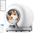 Selbstreinigende Katzentoilette, Katzenklo Selbstreinigend Extra 65L/Abnehmbarer Sandkontrollkasten/Sicherer Alert/APP-Steuerung/Anti-Pinch/Geruchsisolierende Katzentoiletten für Mehrere Katzen Weiß