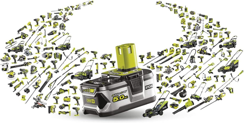 RYOBI 18 V ONE+ Akku-Rasenmäher RLM18X33B40 (Schnittbreite 33 cm, 5-fache Höhenverstellung 25-65 mm, zusammenklappbares Griffgestänge, inkl. Mulchkeil, 35l Grasfangsack, 4,0Ah Akku & Ladegerät)
