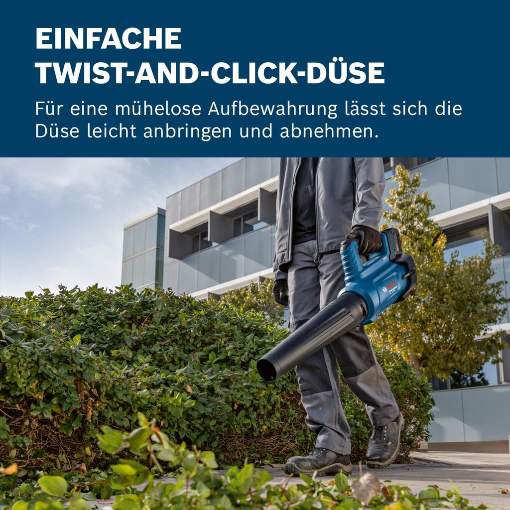 Bosch Professional BITURBO Akku-Gebläse GBL 18V-750 (Volumenstrom von 780 m³/h, Luftgeschwindigkeit von bis zu 198 km/h, variable Drehzahl)