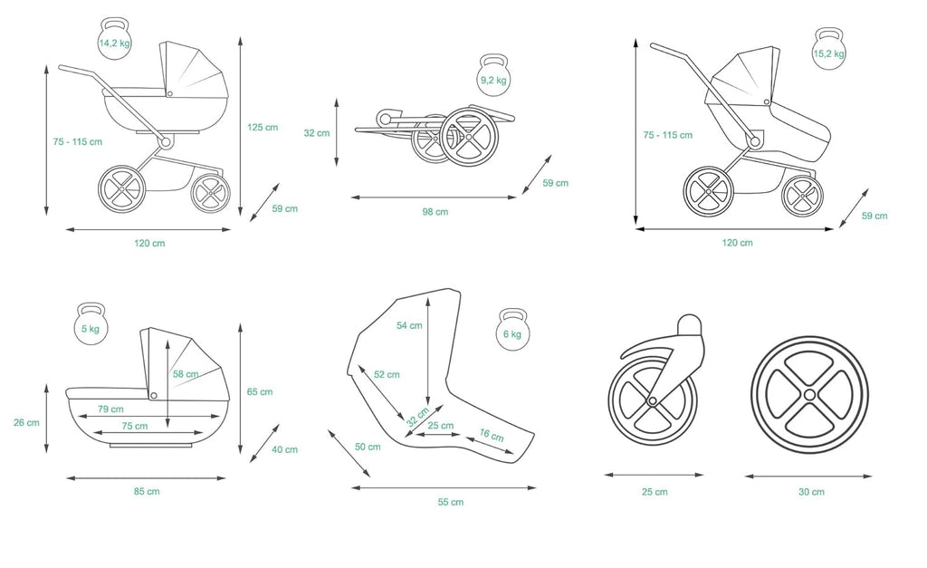 BabyLux® Bambimo Kinderwagen Set 3 in 1 - White Lux - incl. Babywanne, Buggy Sportsitz, Auto-Babyschale - Autositz - Kinderwagenset - Kombikinderwagen mit Wickeltasche, Regenschutz usw.