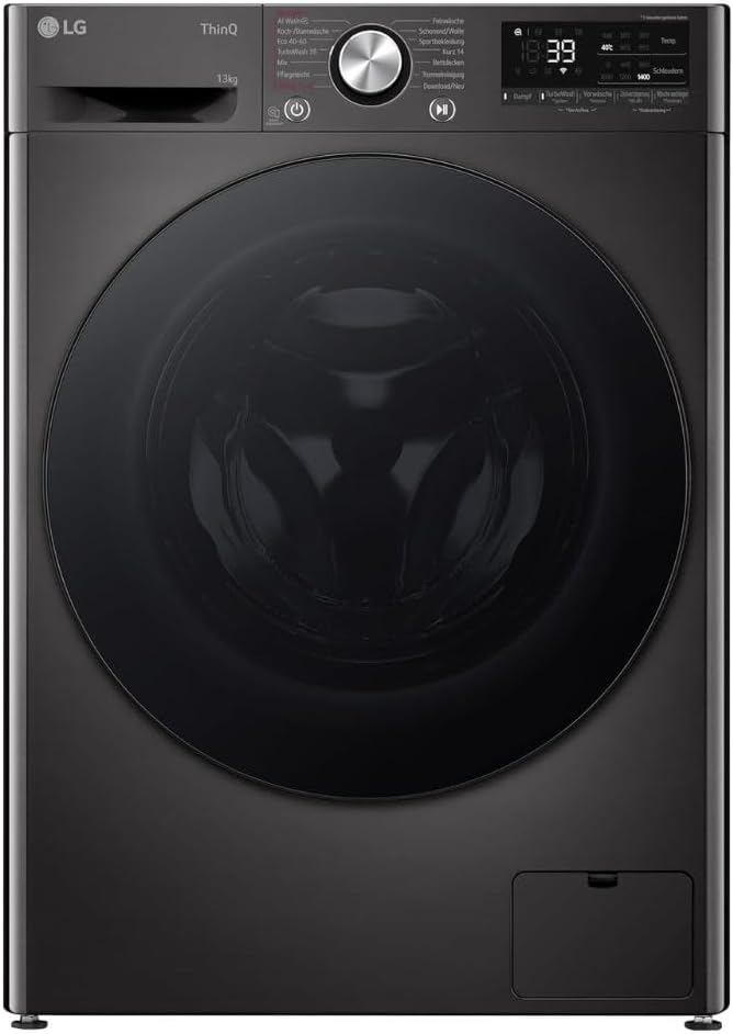 LG W4WR7096YB, Klasse D, Frontlader-Waschtrockner 9 - 6 kg, 62 x 60 x 85 cm, Wi-Fi, AI Direct Drive, Tiefenreinigung mit Dampf, TurboWash 360, Große Kapazität, Außentür aus gehärtetem Glas, Weiß