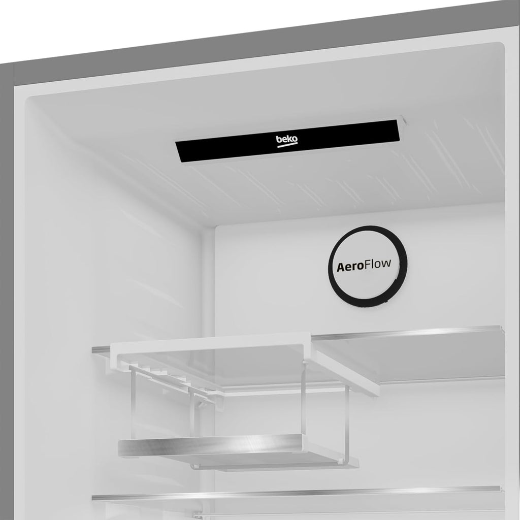 Beko RCNE366E70ZXBRN bPRO700 freistehende Kühl-/Gefrierkombination, großer Kühlschrank, 323 l Gesamtrauminhalt, HarvestFresh, NoFrost, leise, SmoothFit, 0°C-Zone, Dark Inox