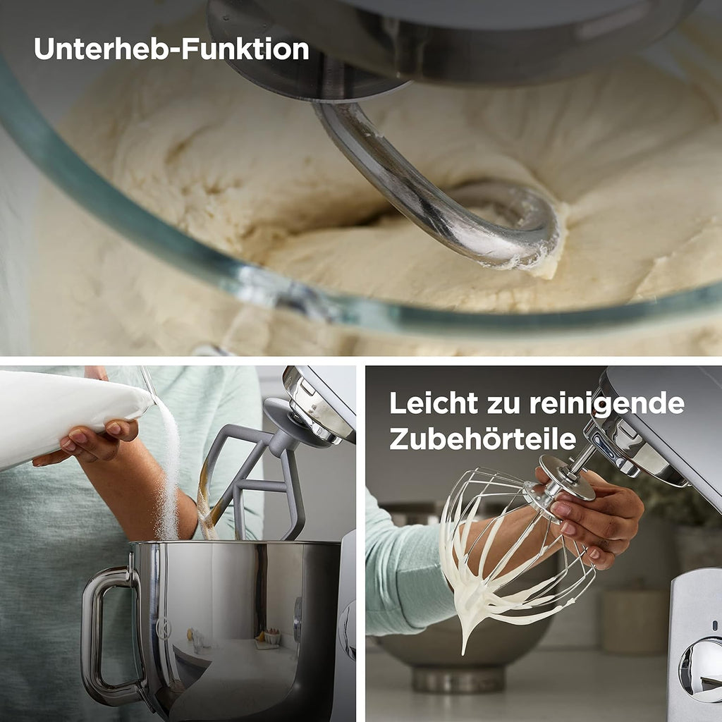 Kenwood kMix KMX750RD Küchenmaschine, 5 l Edelstahl Schüssel, Safe-Use-Sicherheitssystem, Metallgehuse, 1000 Watt, inkl. 3-Teiligem Patisserie-Set und Spritzschutz, Rot
