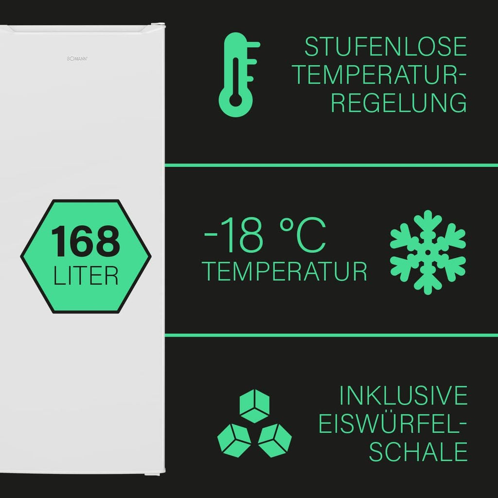 Bomann® Gefrierschrank | Tiefkühlschrank | Freezer | Nutzinhalt 168 Liter | wechselbarer Türanschlag | 4 Sterne Gefrierraum | GS 7340 inox