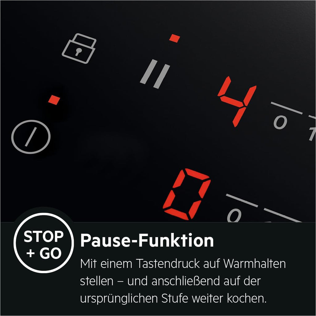 AEG IKE64441XB Autarkes Kochfeld / Induktion / Serie 6000 mit Bridge / Hob²Hood / Slider-Bedienung / 60 cm / Edelstahlrahmen / 4 Kochzonen / Bridge-Funktion / Powerfunktion / Kindersicherung