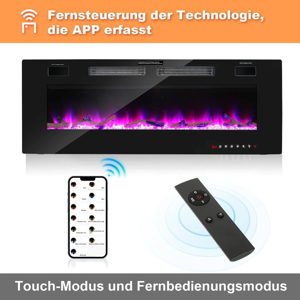 Sonnewelt Elektrokamin Wandkamin Einstellbarer Thermostat 750w/1500w