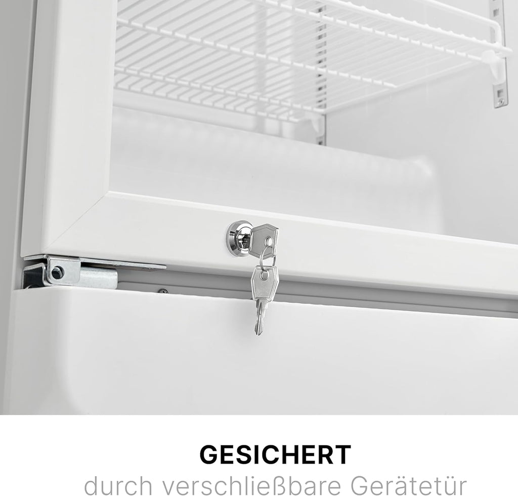 Bomann Kühlschrank mit Glastür | Getränkekühlschrank abschließbar | 6 höhenverstellbare Ablagen | 30kg je Ablage | 347 Liter | Kühlschrank groß | Flaschenkühlschrank m. LED-Licht | KSG 7351 schwarz