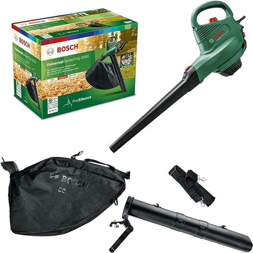 Bosch elektrischer Laubsauger/Laubblser UniversalGardenTidy 3000 (3000 W, Fangsack 50 l, stufenlose Drehzahleinstellung, zum Blasen, Saugen und Hckseln von Laub, in Kartonverpackung)