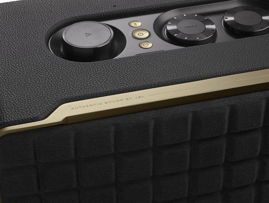 JBL Authentics 200 Smart Home Lautsprecher – 70er Jahre Retro-Design Bluetooth Box – Mit Quadrex Grill, Google Assistant, Alexa, AirPlay und JBL One App – Schwarz