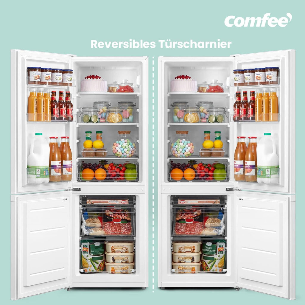 Comfee RCB169DK2(E) Fridge/Freezer Combination, 150 cm Height, Low Frost, Adjustable Fridge Temperature, LED Light, 195 kWh per Year, Fridge Capacity 115 L, 59 L Freezer, Black