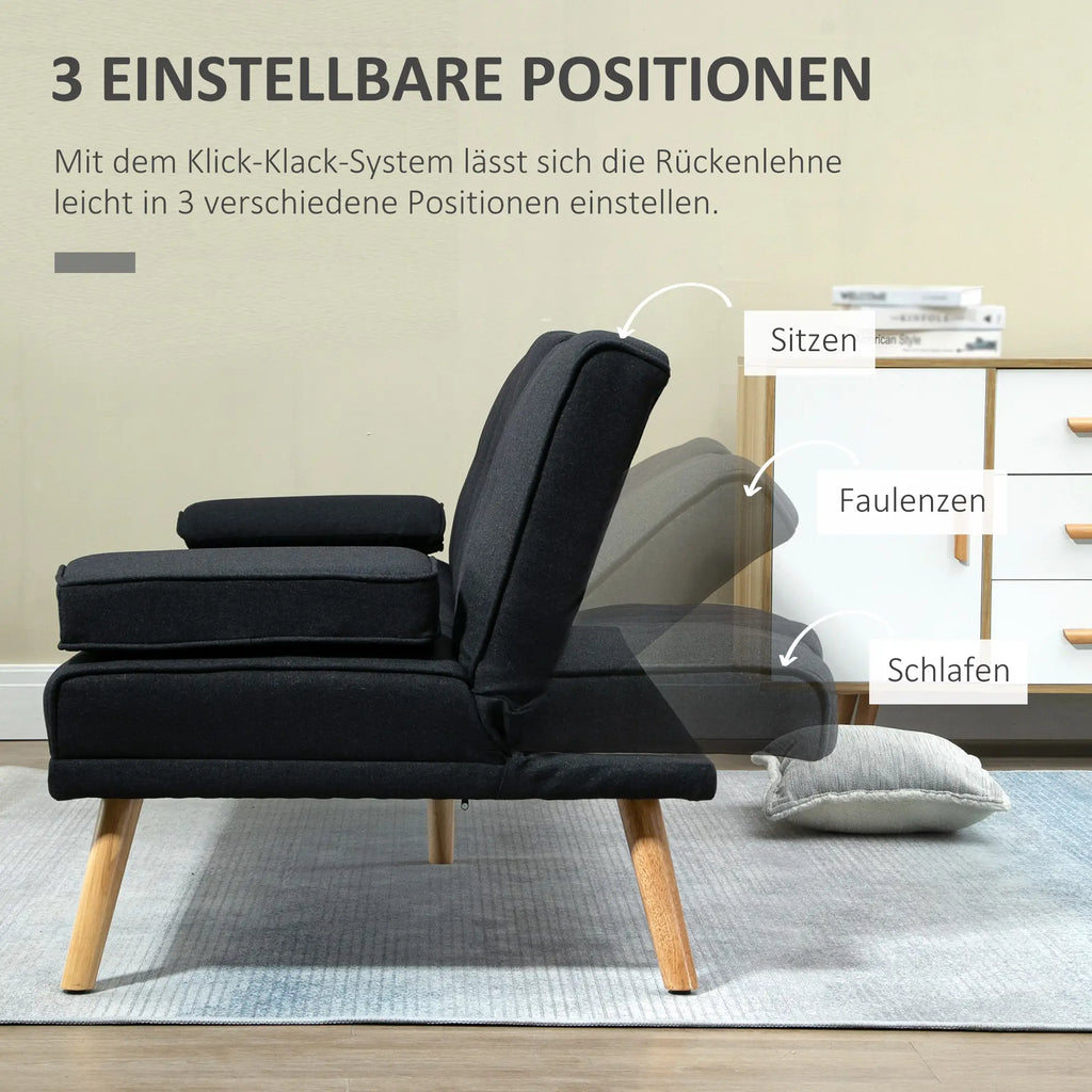 HOMCOM Schlafsofa 3-Sitzer mit klappbarem Tisch und 3-fach verstellbar