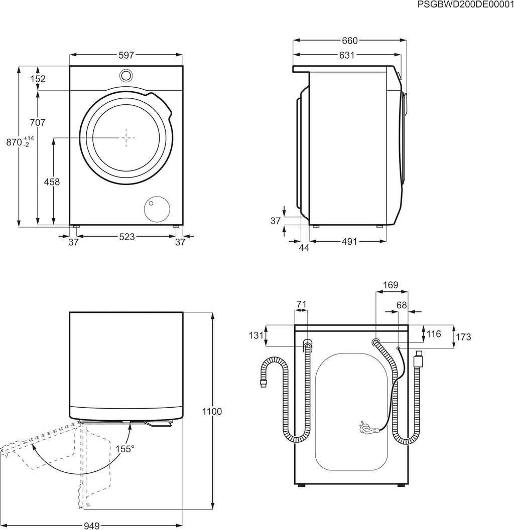 AEG L7WBA60680 Waschtrockner / DualSense - schonende Pflege / 8 kg Waschen / 5 kg Trocknen / D / energiesparend / Mengenautomatik / Nachlegefunktion / ProSteam - Auffrischfunktion / 1600 U/min