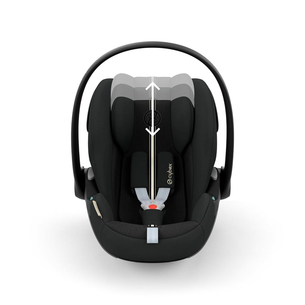 CYBEX Gold Babyschale Cloud G i-Size Comfort, Inkl. Neugeboreneneinlage, Ab Geburt bis ca. 24 Monate, Für Kinder ab 40 cm bis 87 cm, Max. 13 kg, Moon Black