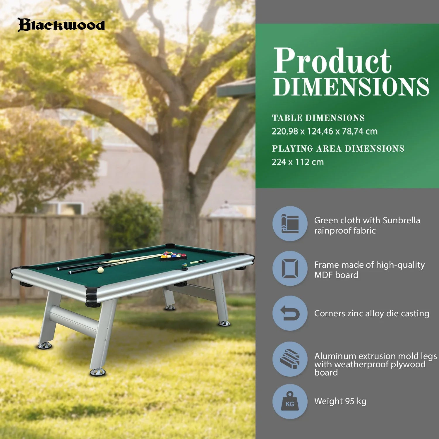 Blackwood Billardtisch, Outdoor 8’