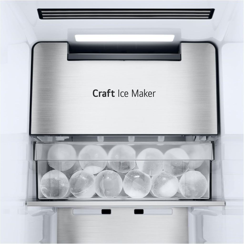 LG GSGV81PYLL Side by Side Kühlschrank, Klasse E, 635 L, Instaview, Kühlschrank mit Gefrierfach, Eis-, Crushed Ice- Wasserspender, Total NoFrost, Smart Inverter Kompressor, Wi-Fi